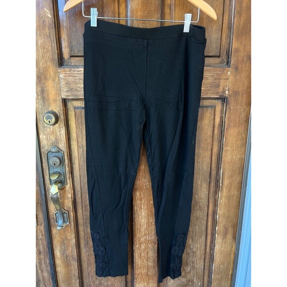 Ralph Lauren Blue Label Leggings Embroidered Ankles Stretchy | Black | Size XL - Picture 1 of 12